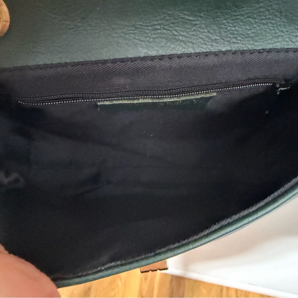 Persaman New York Made in Italy dark Green Quilted Studded Chain Bag Purse - Picture 9 of 10